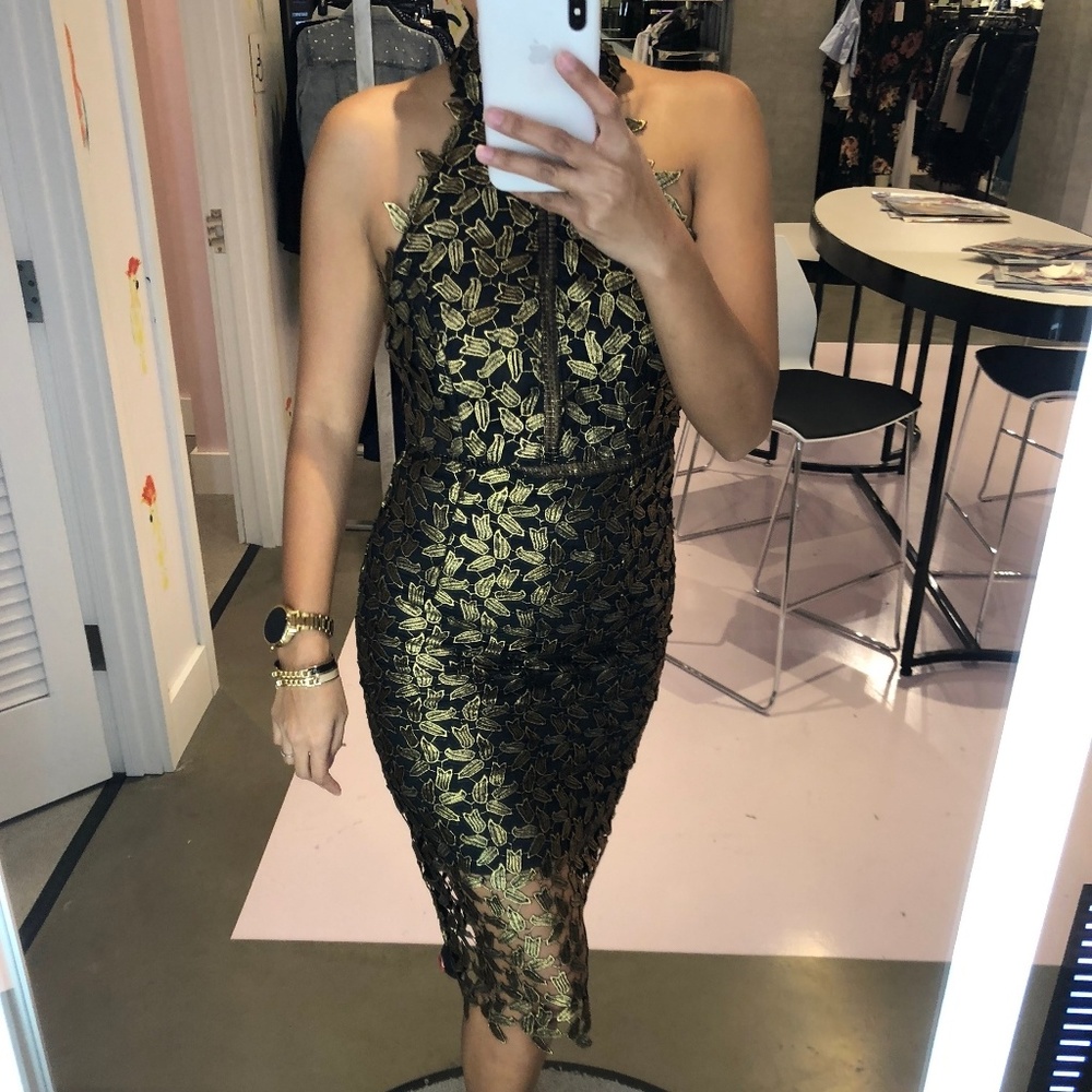 Bardot Black and Gold Dress